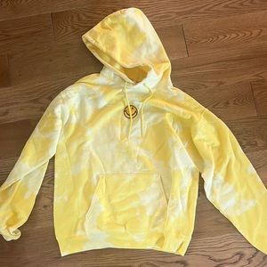 Yellow smiley bleach dyed hoodie